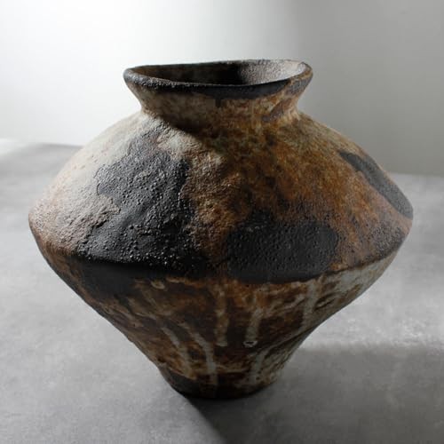 Rusty Ceramic Vase, Wabi Sabi Decorative Pottery Flower Vase for Rust-short