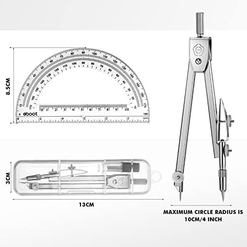 Set Student Protractor and Compass Set, Student Geometry Math Set, Compass 2