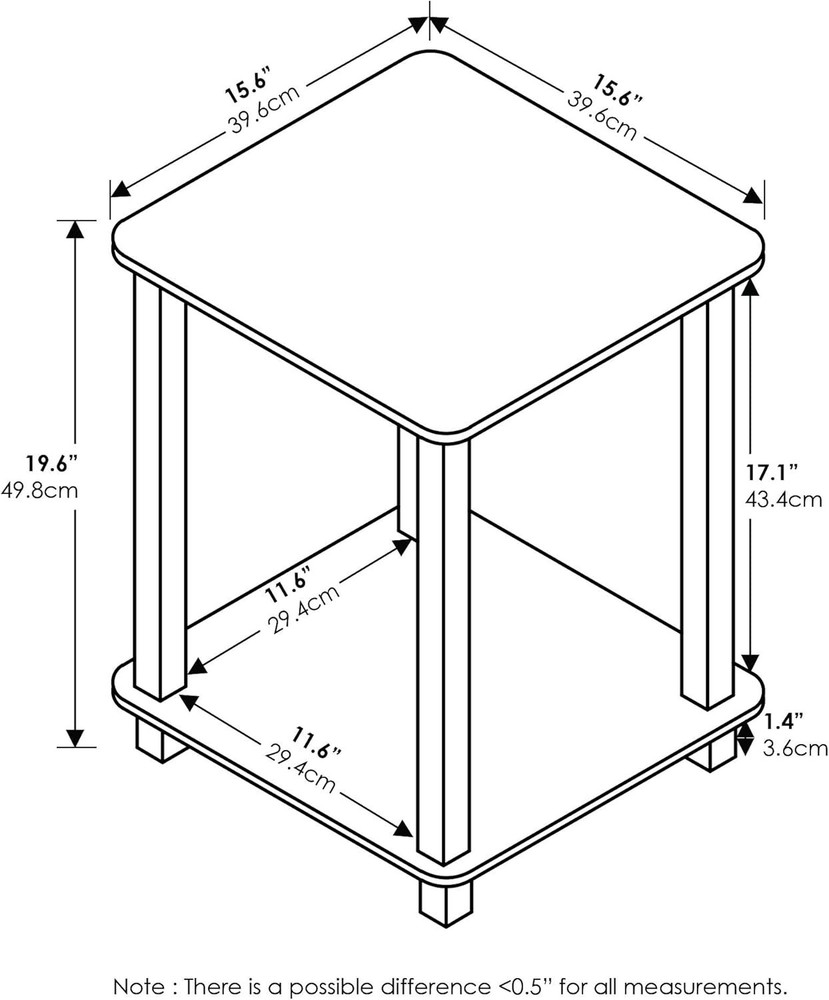 SIMPLISTIC Side Table Set of 2 2-Tier Square Modern End Table Nightstand Night