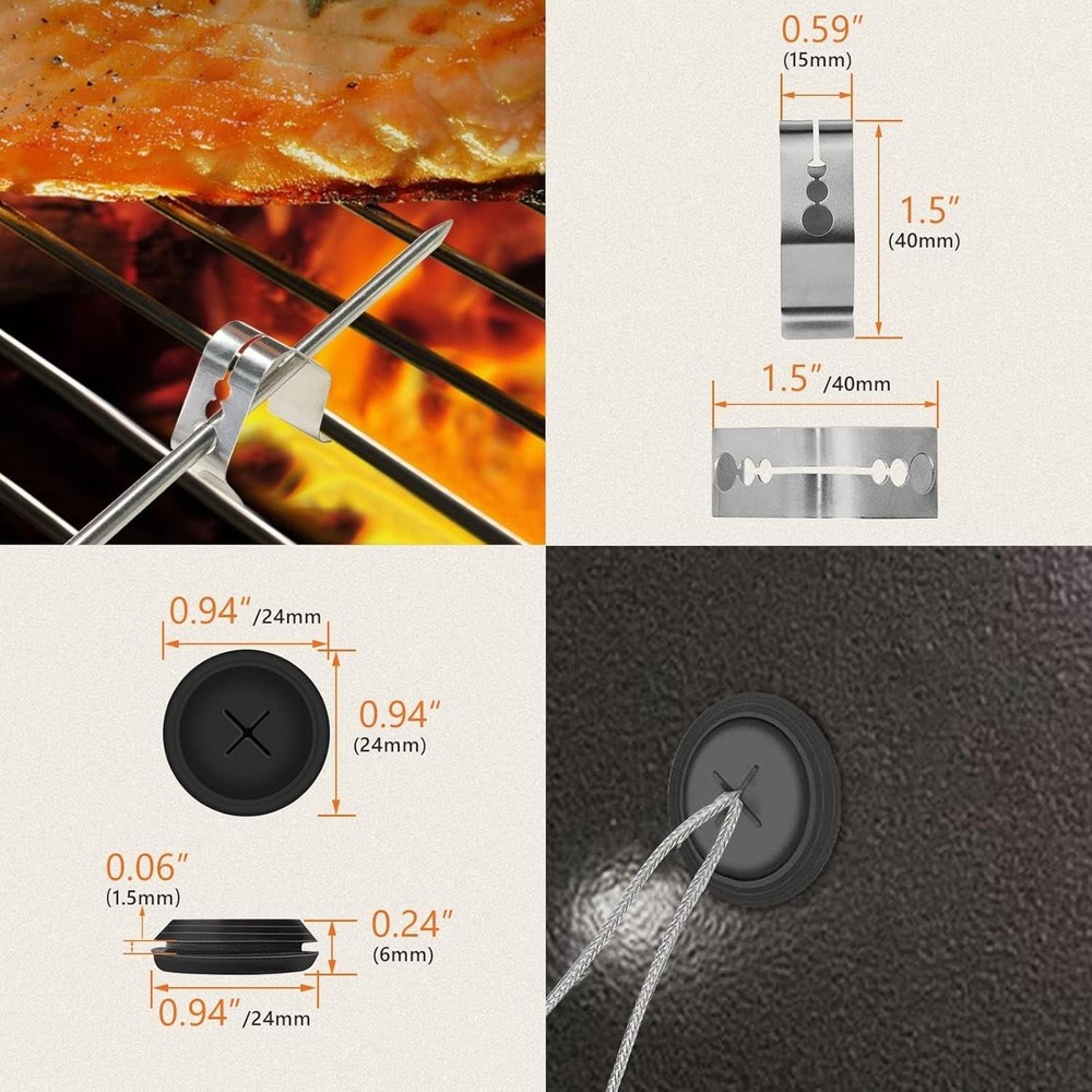 2-Pack Masterbuilt Compatible Meat Probe Set with Clips & Waterproof Design