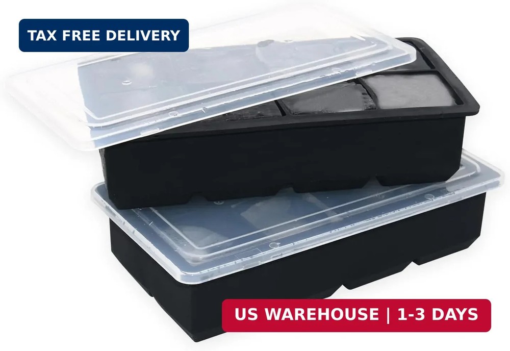 Bangp Large Ice Cube Tray for Whiskey,2 Pack Stackable Big Ice Cube Molds Make 1