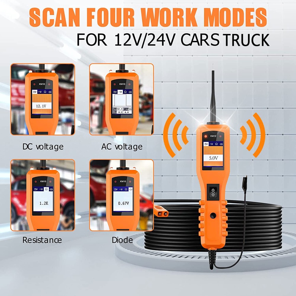 24V Car PowerScan Circuit Tester Probe Electrical Power AVOmeter Diagnostic Tool