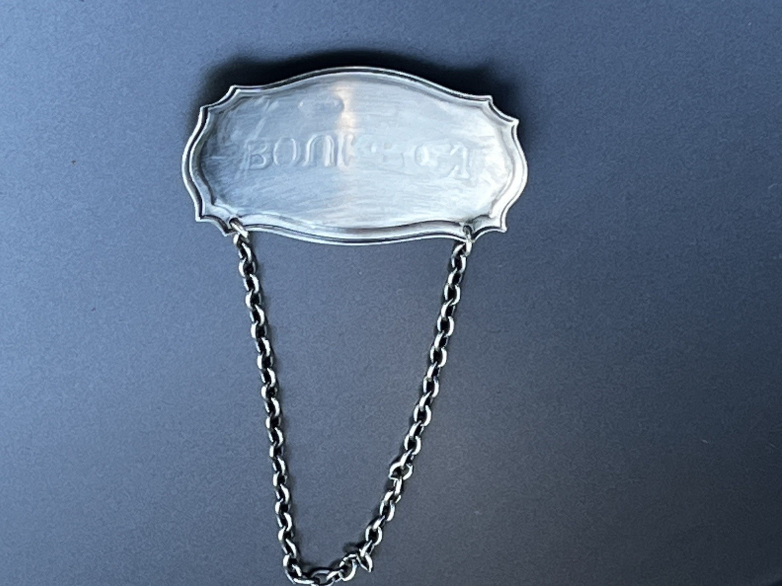 Vintage Sterling Silver Decanter Liquor Label for Bourbon Bottle Shown