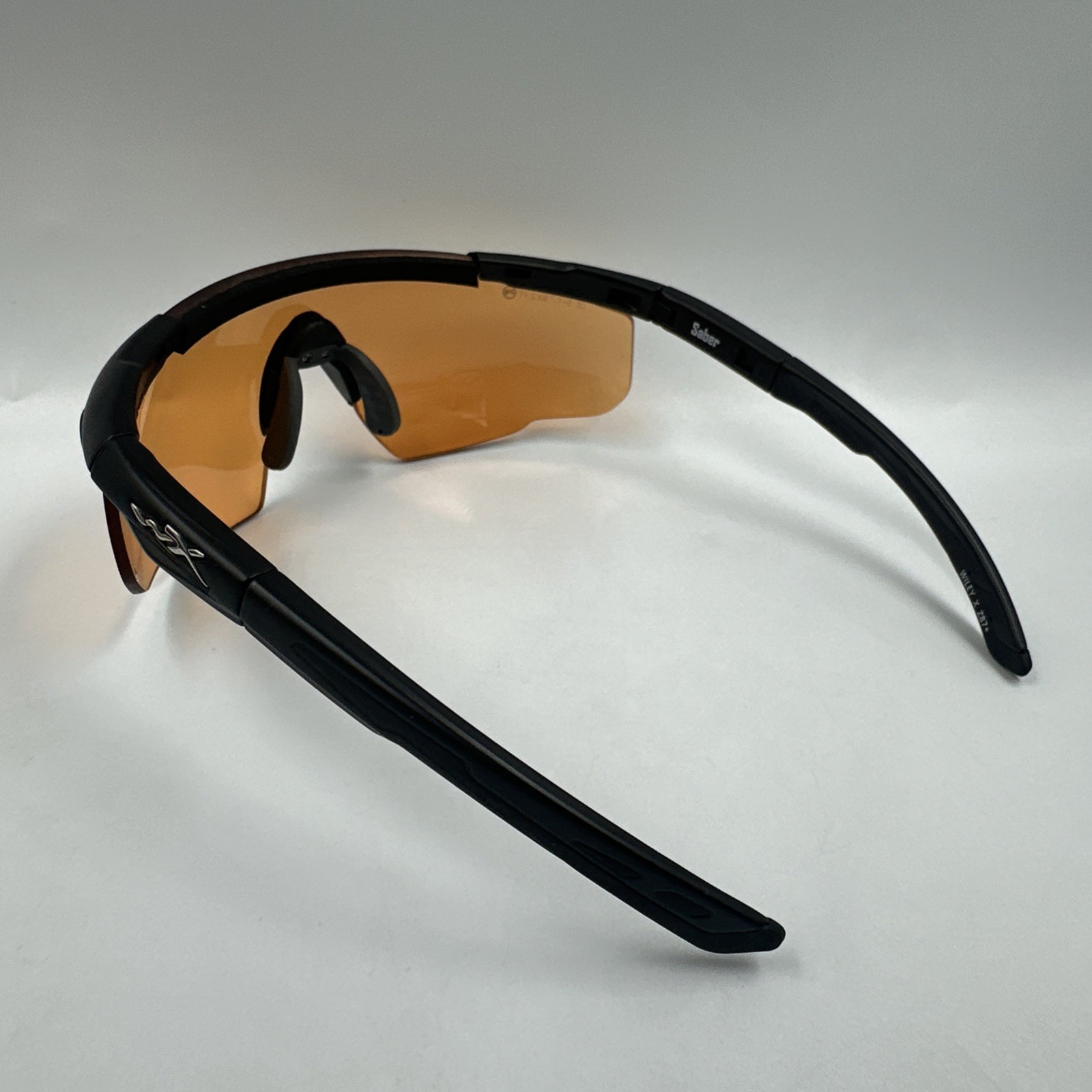 Wiley X Z87 Saber Shooting Safety Glasses Black Frame Orange Lenses w Bag, Strap