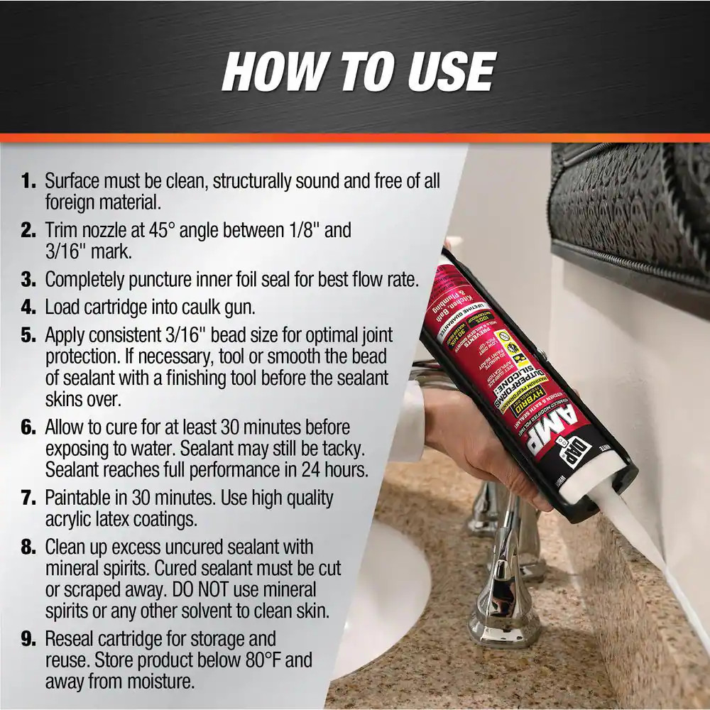 AMP Advanced Modified Polymer 9 Oz. White Kitchen and Bath Sealant