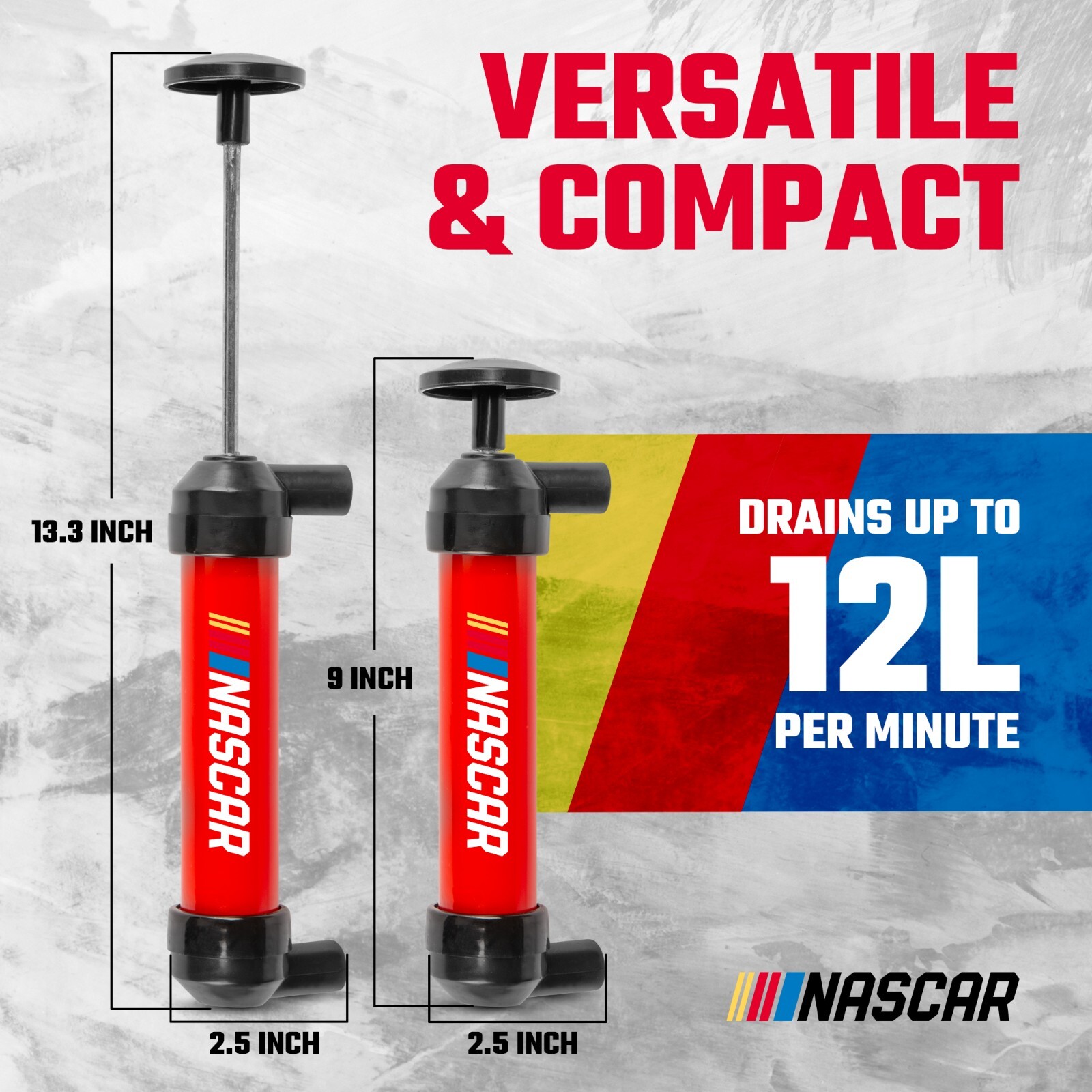 NASCAR Transfer Pump-Multi-Use Hand Siphon for Gasoline, Oil & Liquids, Air Pump