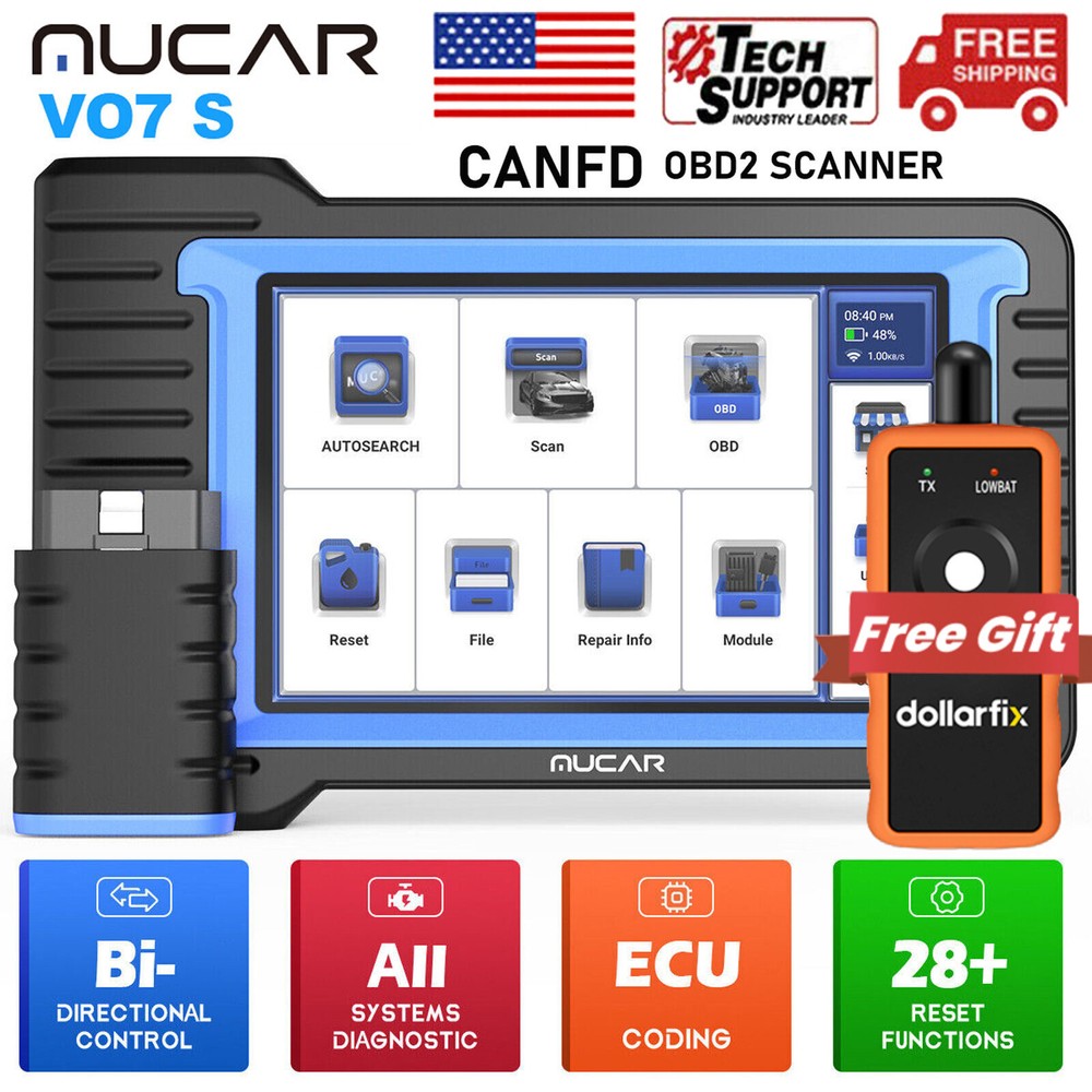2024 MUCAR VO7S Bidirectional Scanner Auto Diagnostic Scan Tool Key Code CANFD