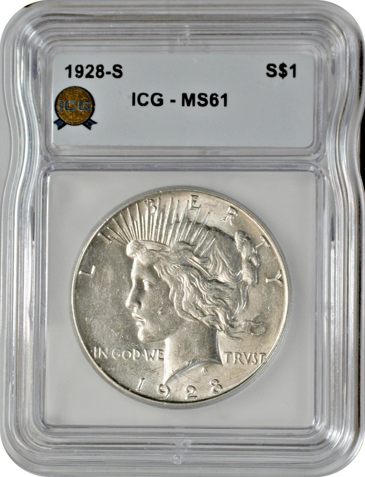1928 S Peace Silver Dollar S$1 ICG MS61 Uncirculated