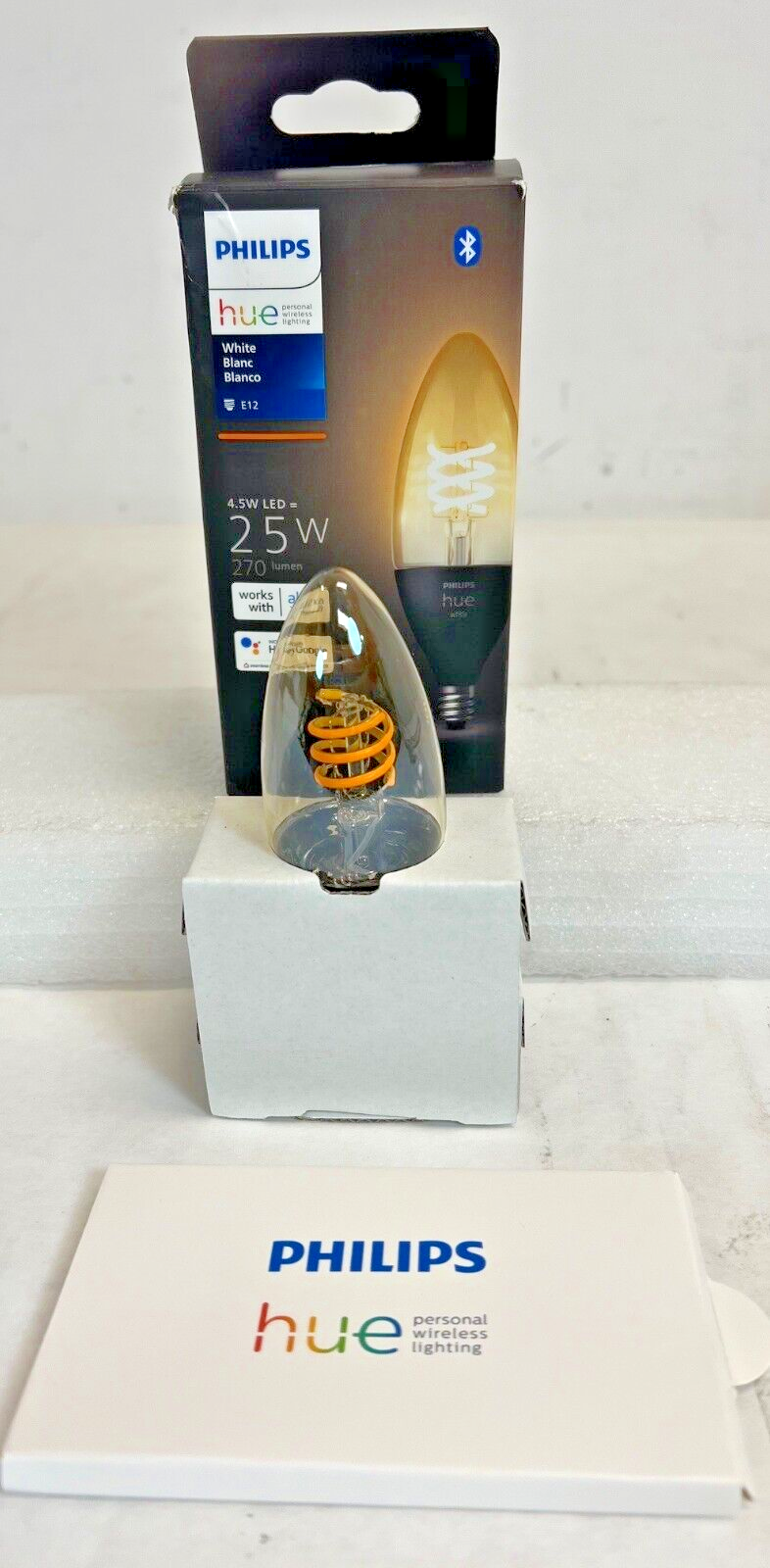 Philips Hue White Dimmable Smart Filament Candle, 2100K LED Vintage Edison Bulb