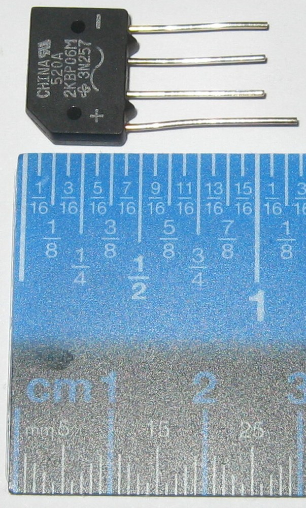 2 X 2 Amp 600 Volt Low Profile Bridge Rectifier - 600V 2A Inline Compact Diode