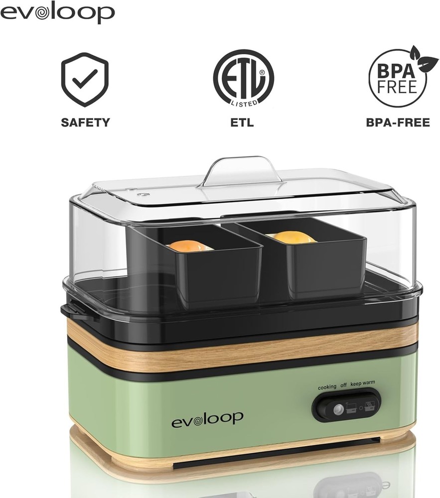 Evoloop Rapid Egg Cooker Electric 6 Eggs Capacity, Soft, Medium, Hard Boiled,...