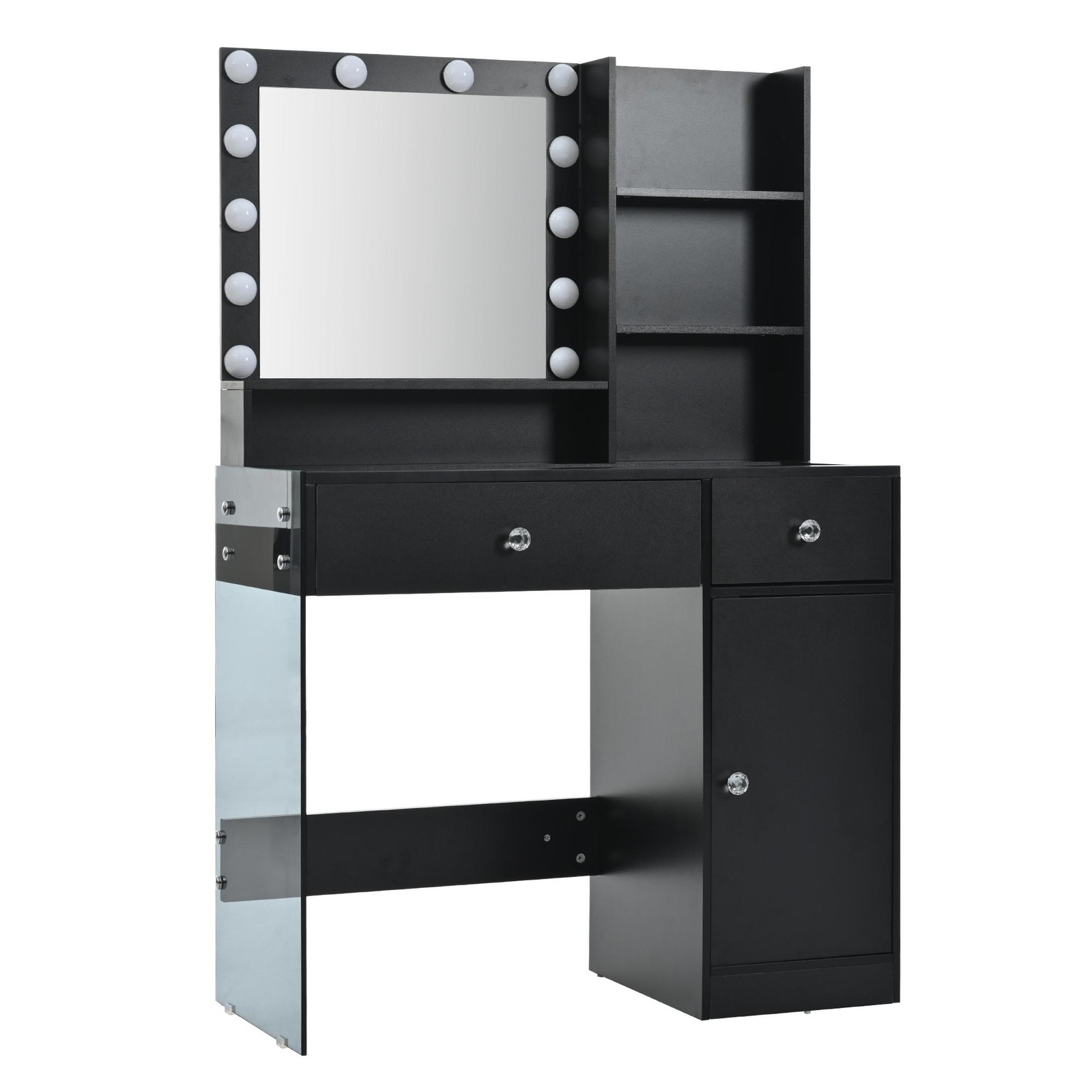 Vinsetto Vanity Desk with Mirror and 3 Lighting Modes, Black
