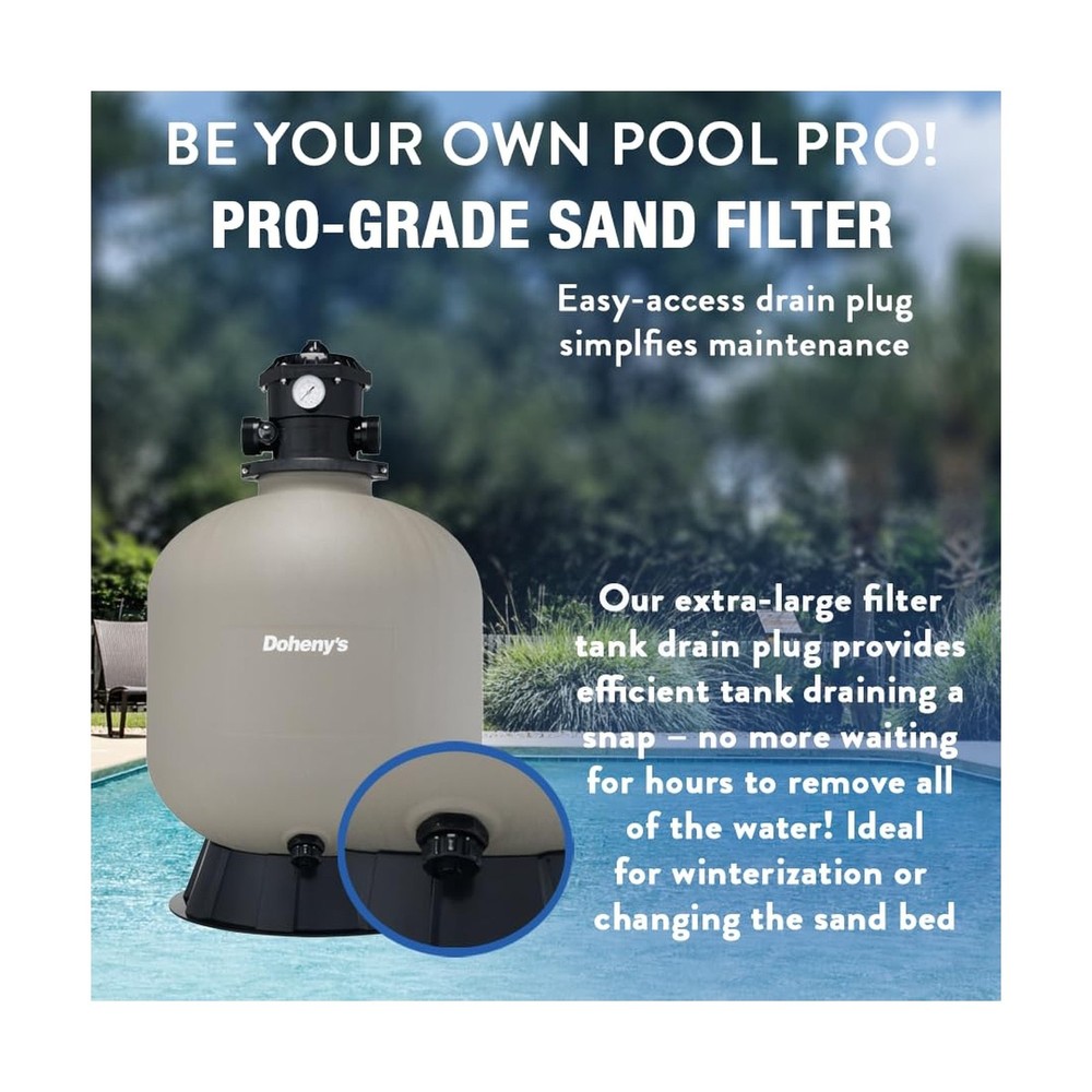 Doheny's Pool Pro Sand Filter System | 19" with 1 HP Pump | High-Flow, Large ...