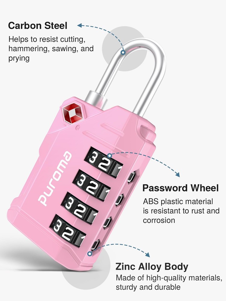 TSA Approved Luggage Locks, 2 Pack 4 Digit Resettable Travel Combination Code...