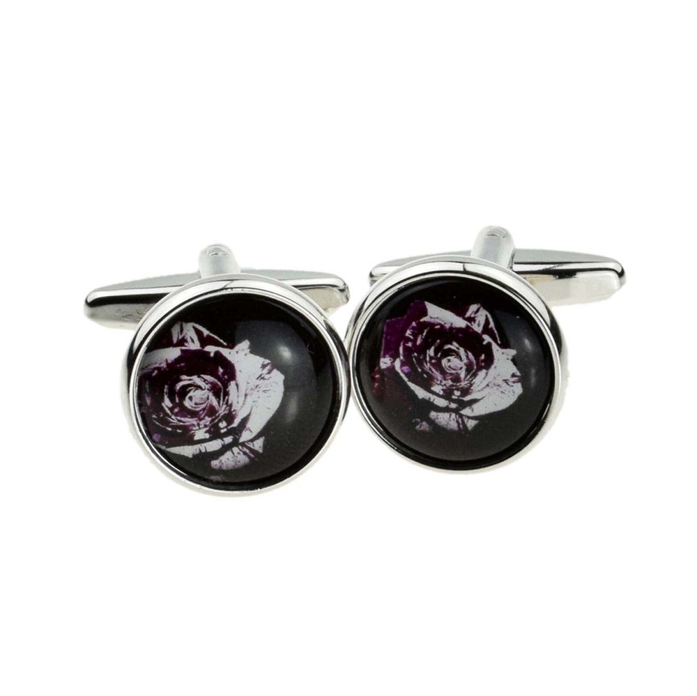Black Rose Design Cufflinks Presented in Gift Box