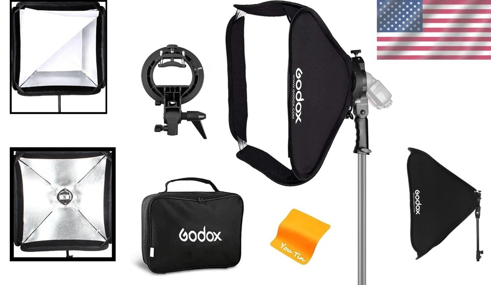 32x32” Foldable Bowens Mount Softbox with S-Type Bracket - Portable Photography