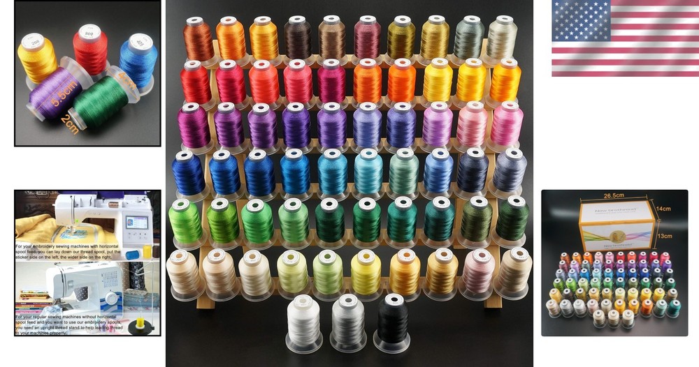 63 Colors Polyester Embroidery Thread Kit 500M Each Spool for Sewing Projects