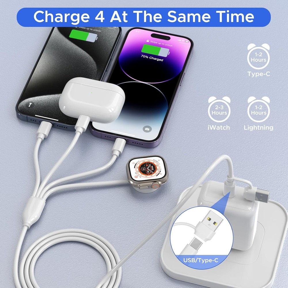4 in 2 Fast USB Charging Cable Universal Multi-Function Cell Phone Charger Cord