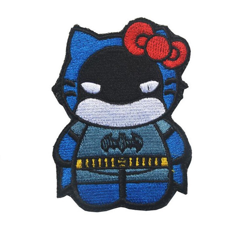 Warrior Hello Kitty x Batman Logo Cartoon Tactical Hook Loop Patch Badge Blue*P
