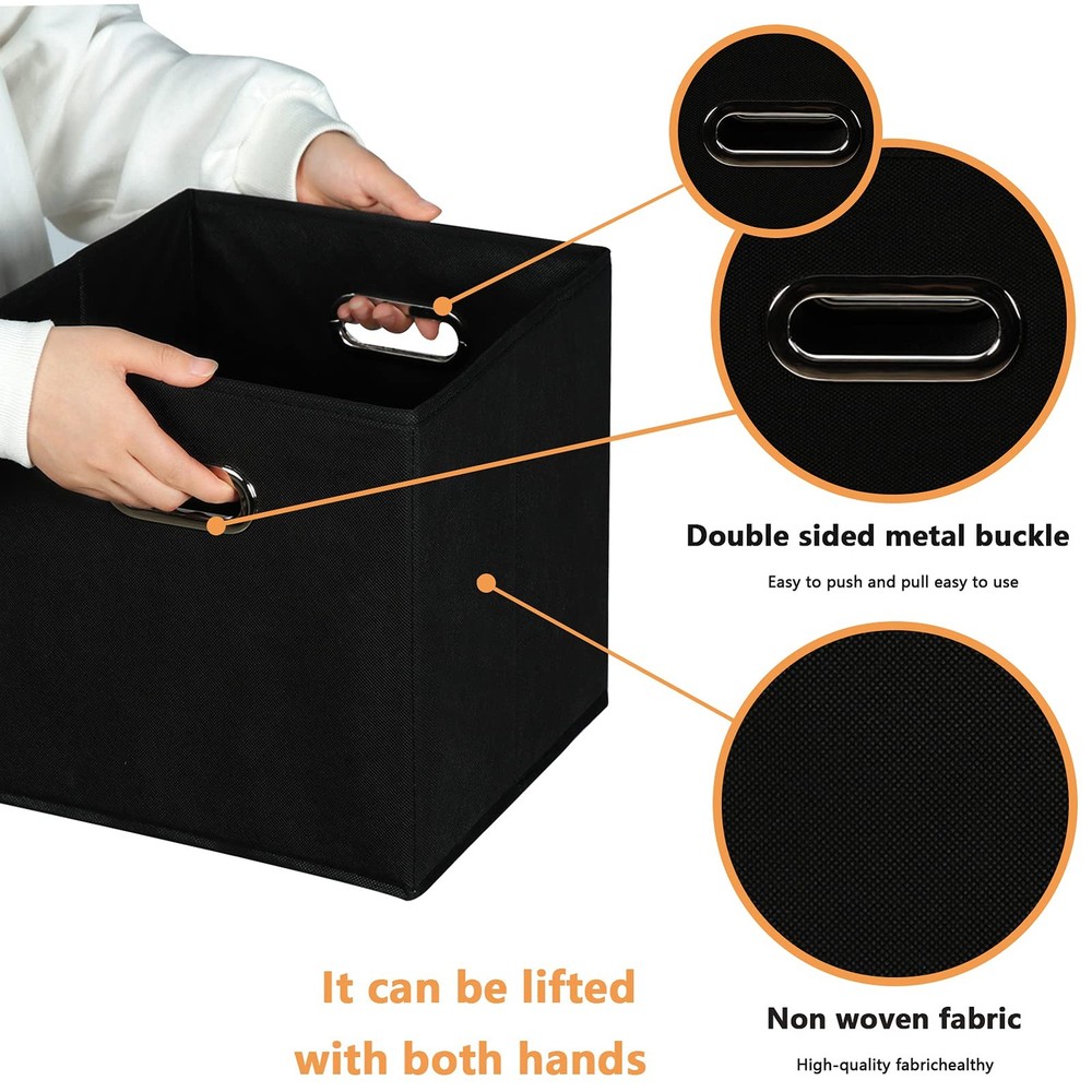Yunkeeeper storage bins Cubes, Fabric Cube Organizer with Handle, Foldable Cu...