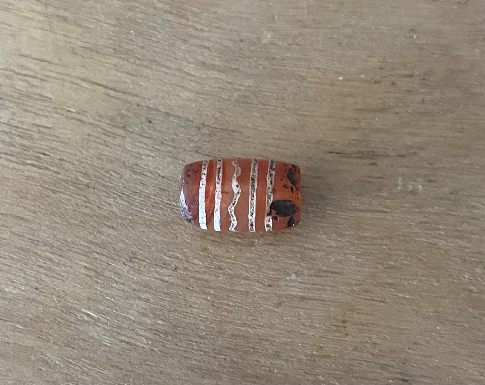 Ancient Pyu Culture Etched Agate Barrel Bead