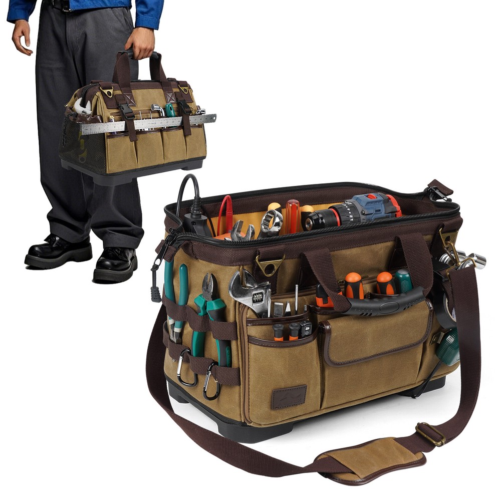ARCFOX 31 Pockets Large Electrician Tool Box Bag With Waterproof Hard Bottom