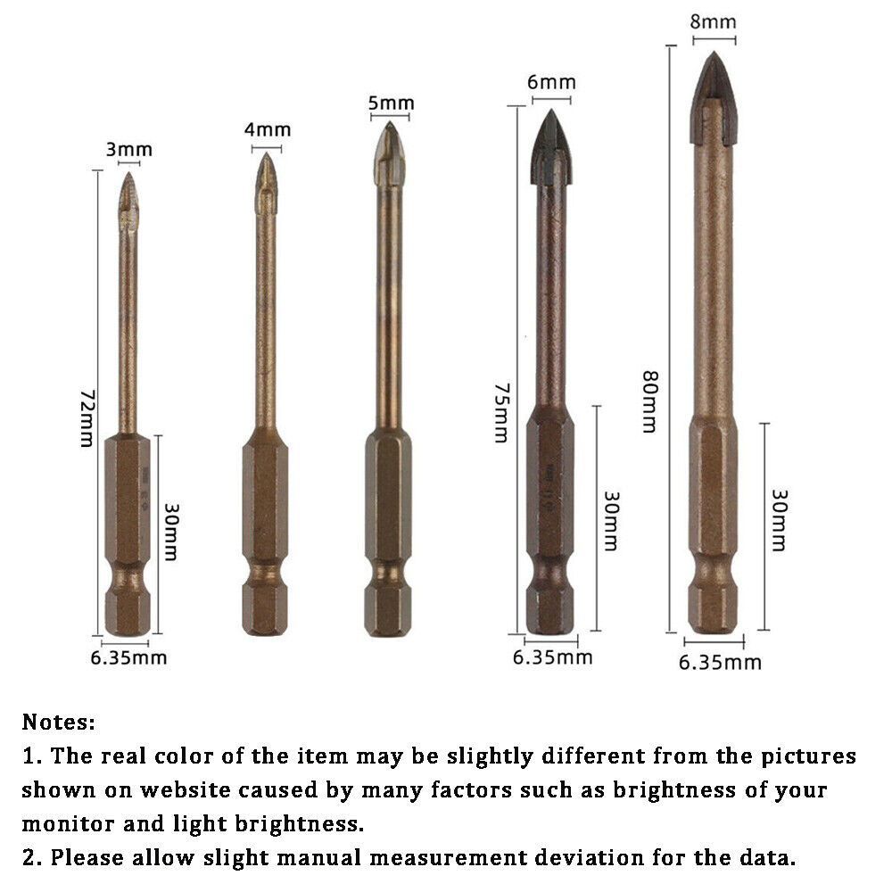 5/10PCS Efficient Drilling Tool Cross Drill Bit for Concrete Ceramic Tile Cement