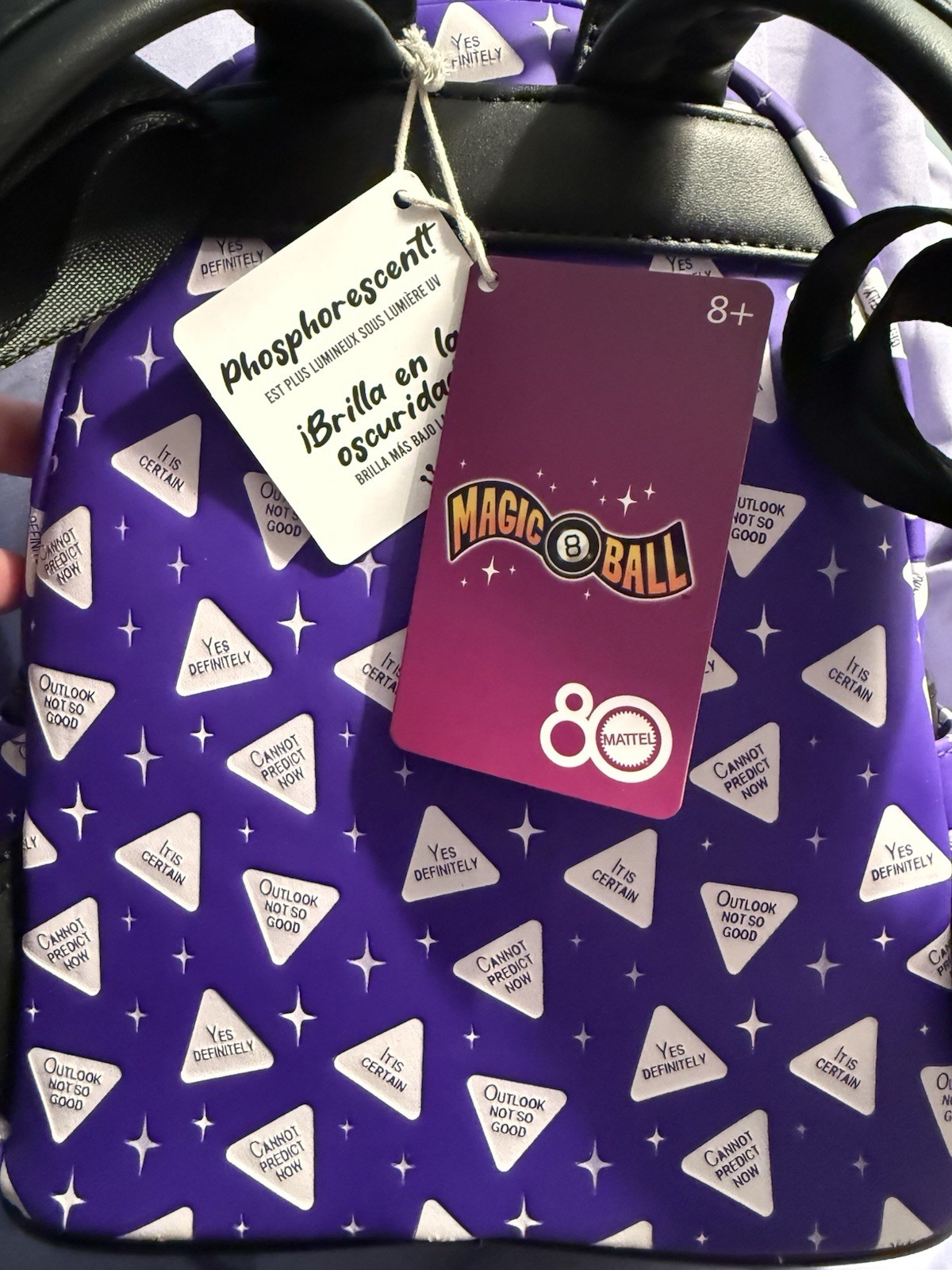 Loungefly Mini Backpack: Magic 8 Ball Fortune Telling Purple Game Lenticular