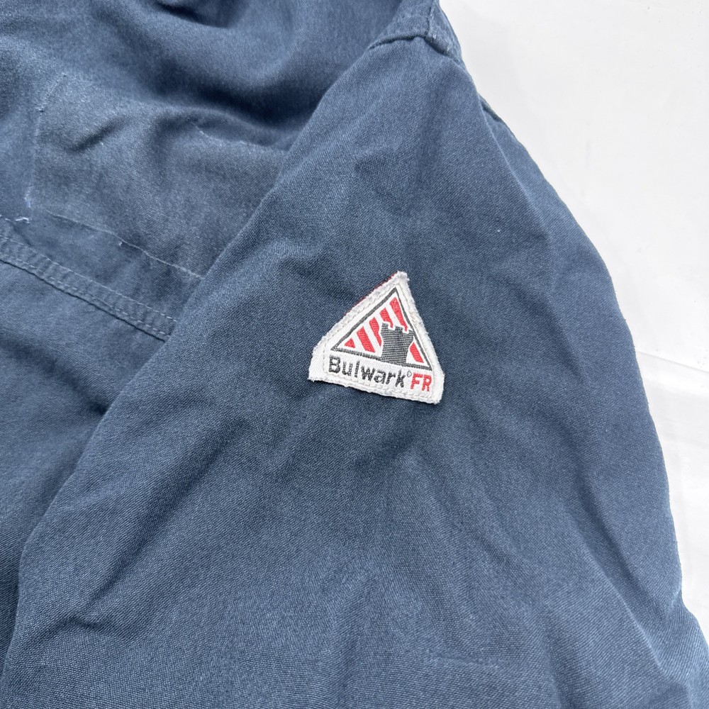 Size LARGE Men’s Bulwark FR Jacket Fire Flame Resistant Work Jacket Navy Blue