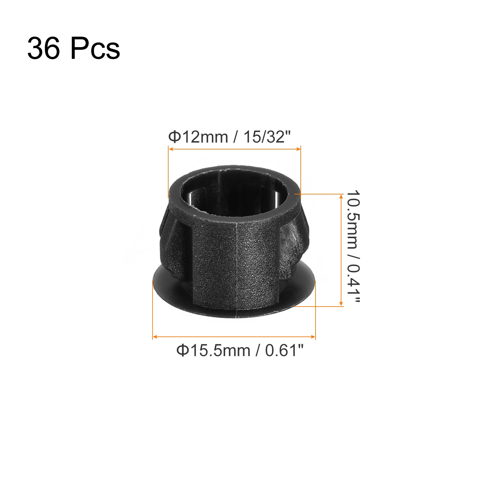 36Pcs 12mm(15/32") Plastic Hole Plugs Panel Flush Type Knockout Black