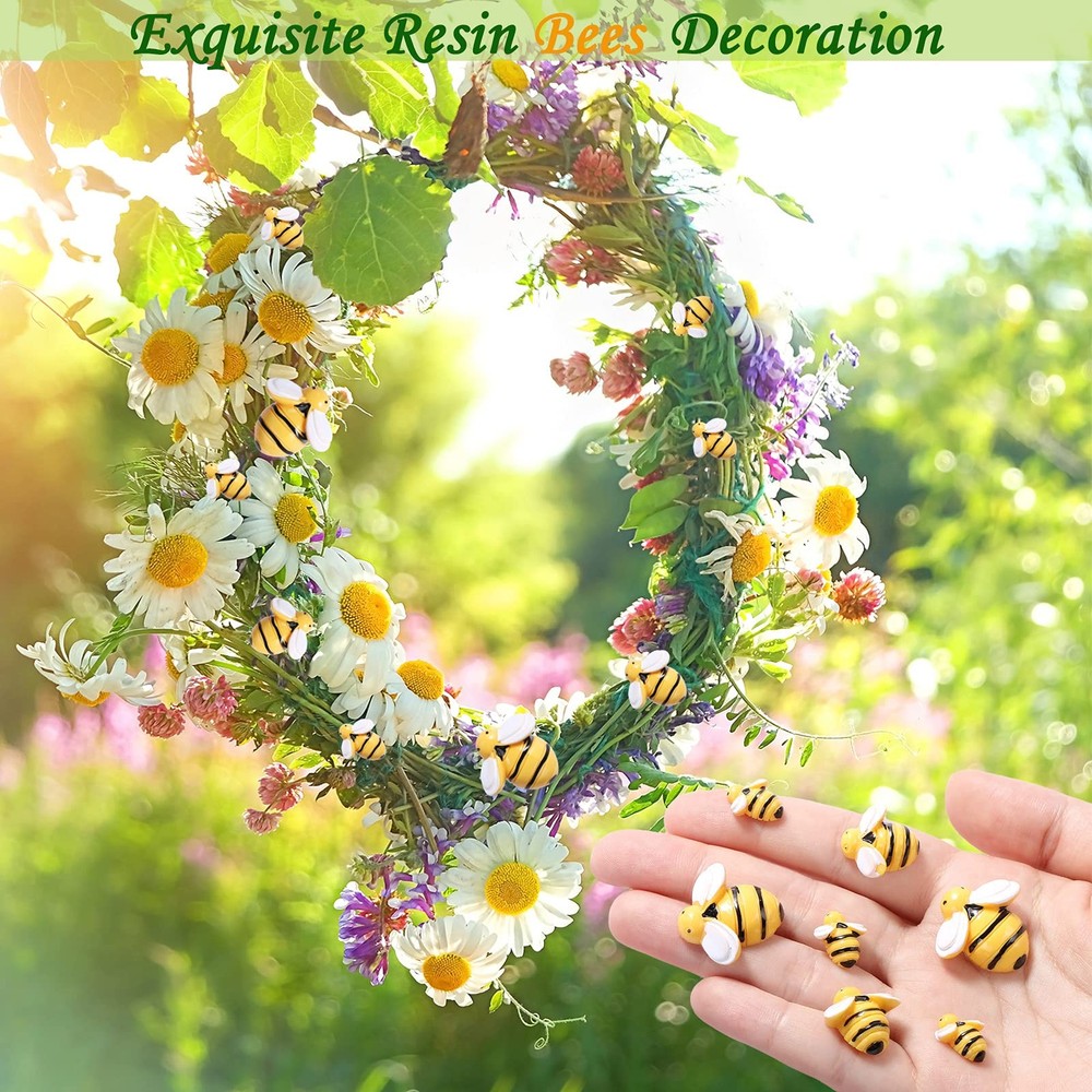 CCOZN 40 Pieces Tiny Resin Bees,Tiny Garden Bumblebees Embellishment...