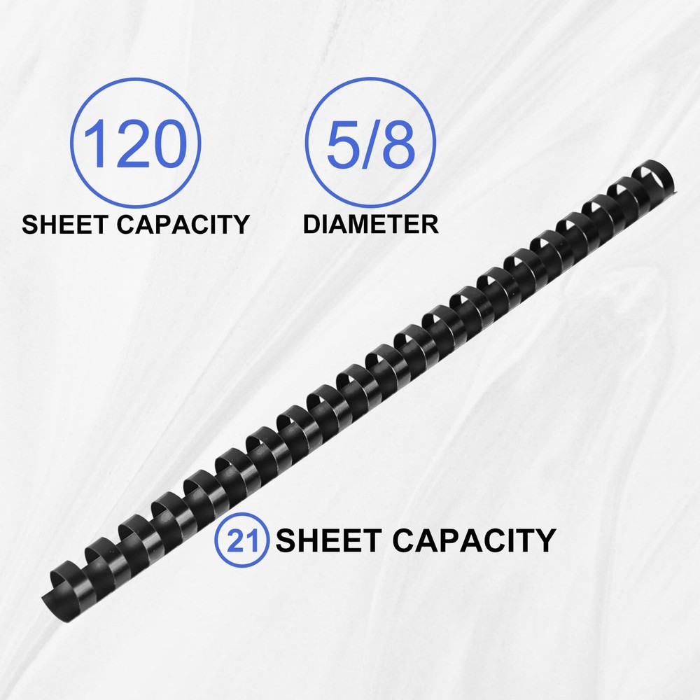 Plastic Binding Combs, 5/8 Inch Diameter,120 Sheet Capacity, Letter Size
