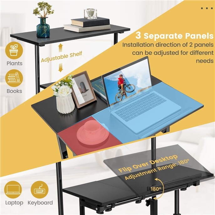 OFFICEJOY Adjustable Computer Desk Mobile Stand up DeskTilting Workstation