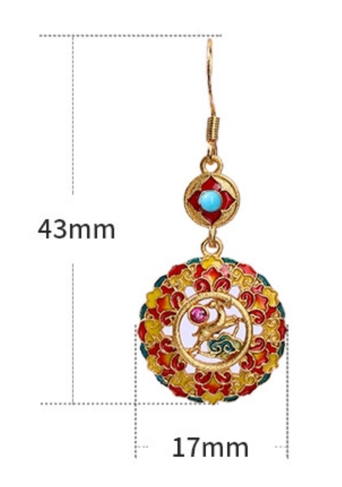 Enamel painted imitation turquoise earrings