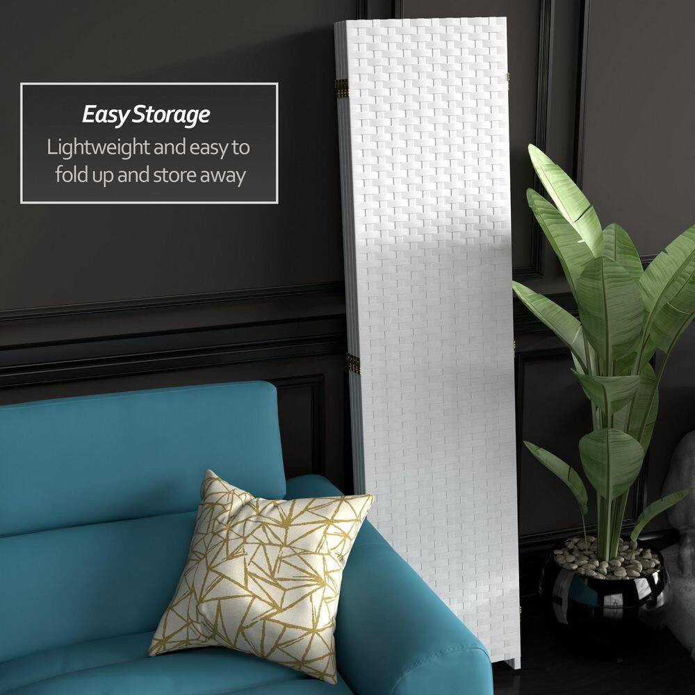 6 Ft. White 4-Panel Room Divider