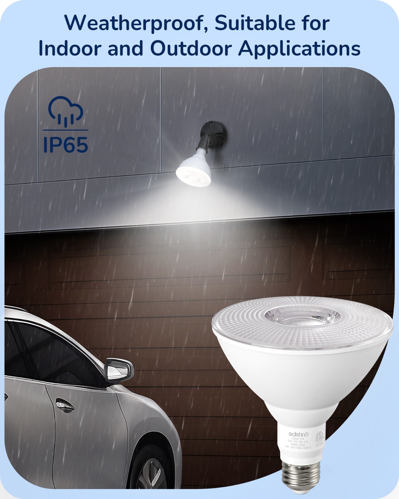 EDISHINE LED PAR38 Flood Light Outdoor Bulb 4 Pack,5000K Daylight 1800LM 18W