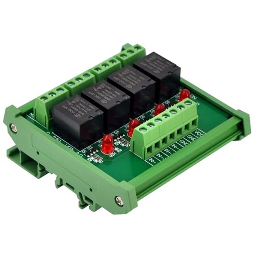 DIN Rail Mount 4 SPDT 10Amp Power Relay Interface Module, DC 24V Version.