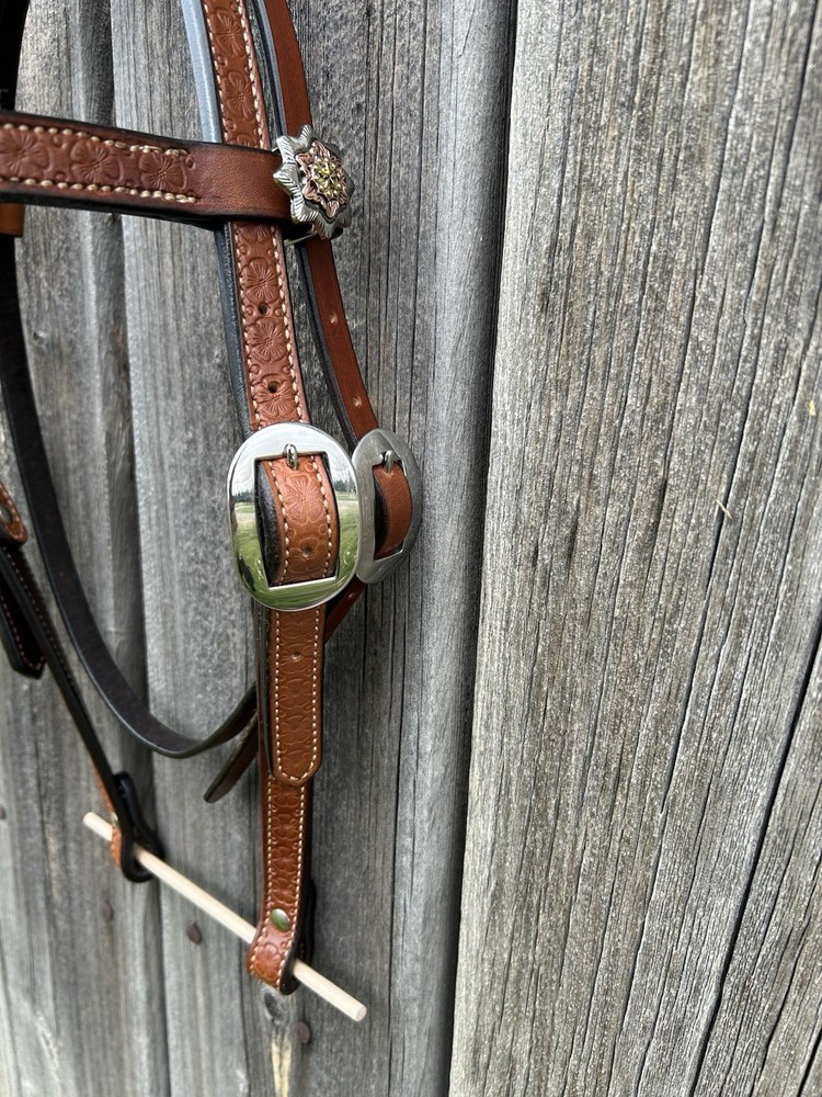 Floral Browband Headstall - Handmade