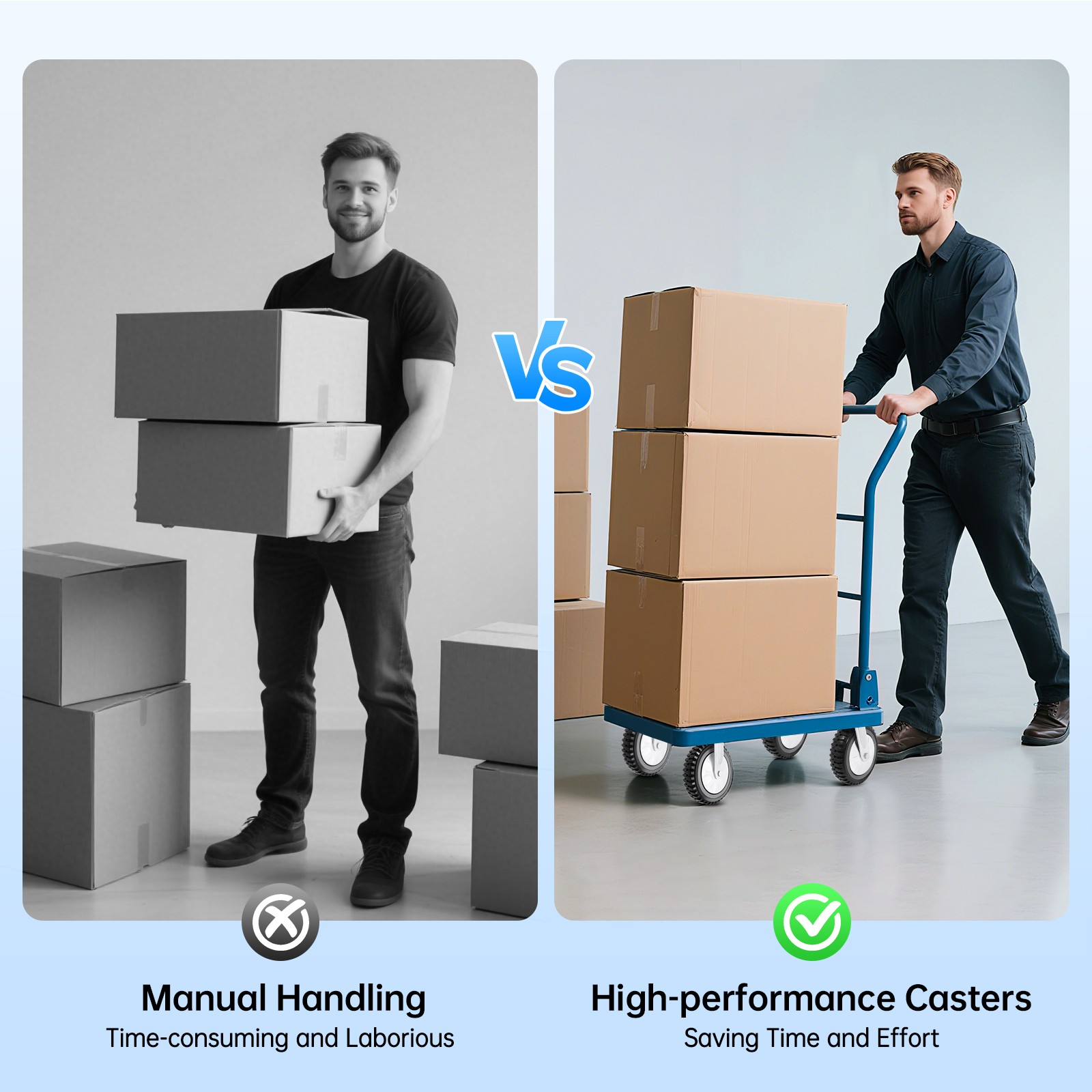 4PCs 8 inch Dustproof Handling Wheels Fixed+Brake Heavy Duty Solid Caster Wheels