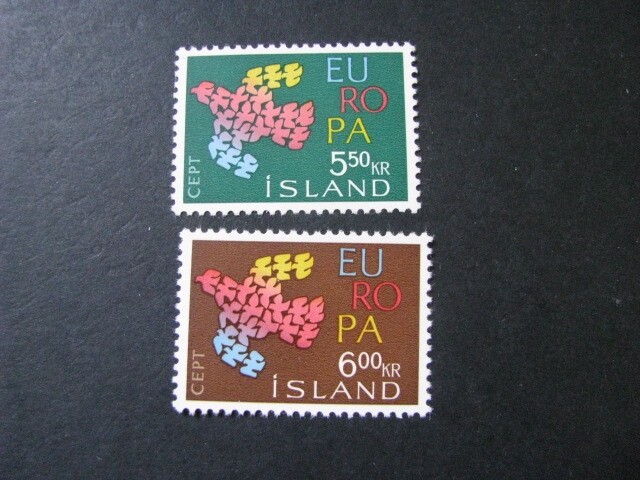 Iceland Stamp Set Scott # 340-341 Never Hinged Unused...