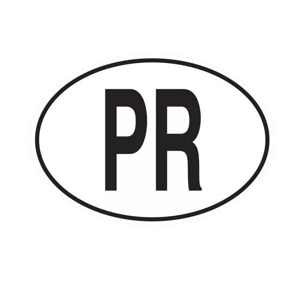 PR Puerto Rico Country Code Oval Sticker