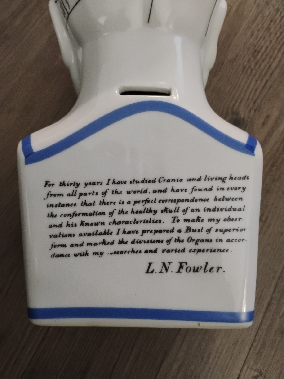 Phrenology Bust L.N. Fowler Scientific Psychology 12" Bank Ceramic Head