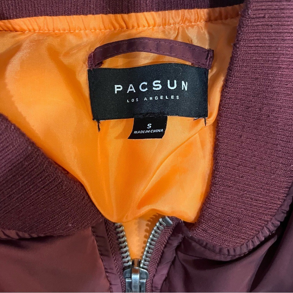 PacSun burgundy Bomber Jacket with Orange Lining