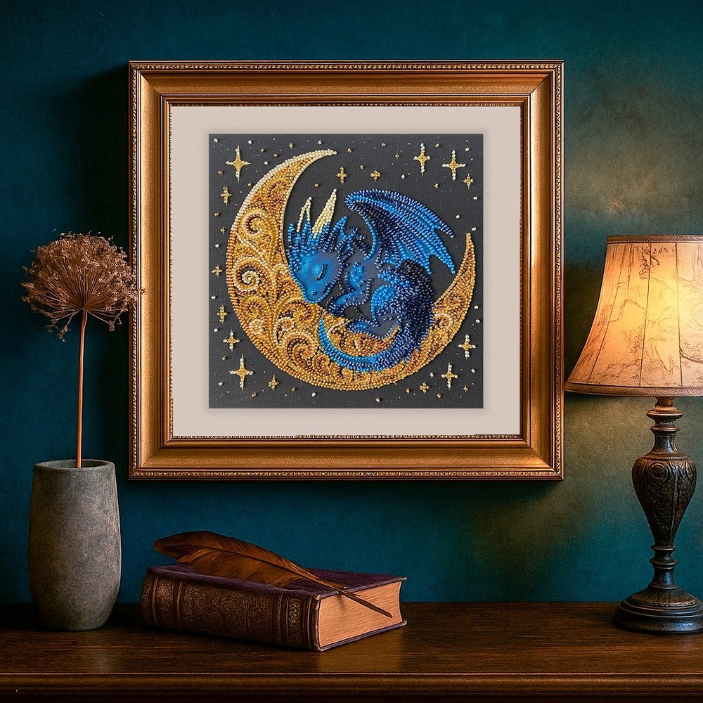 DIY Bead Embroidery Kit Small Dragon Beaded stitching needlepoint beadwork