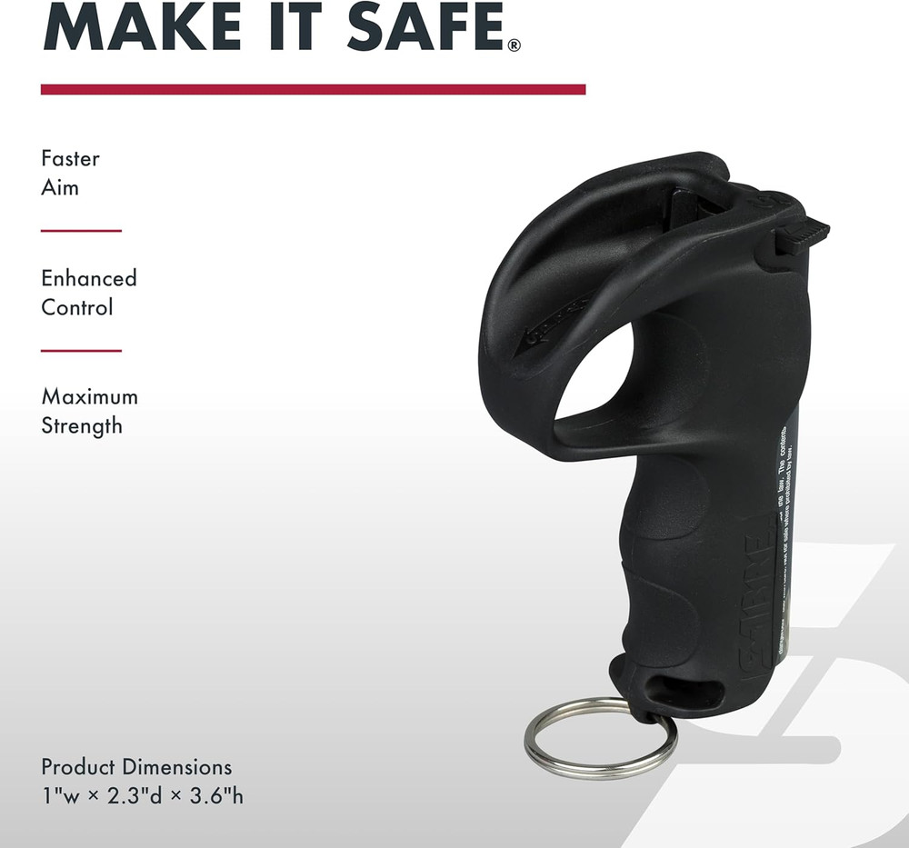 Pepper Spray with Quick Grip Finger Loop & Practice Spray, Faster Aim & Enhanced