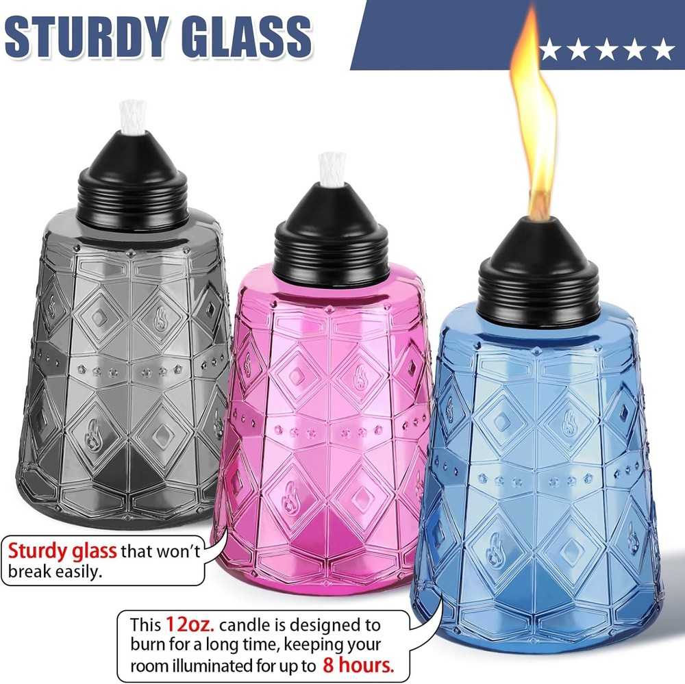 4-Piece Glass-Top Aromatherapy Lamp Set - Refillable Citronella Diffuser Jars