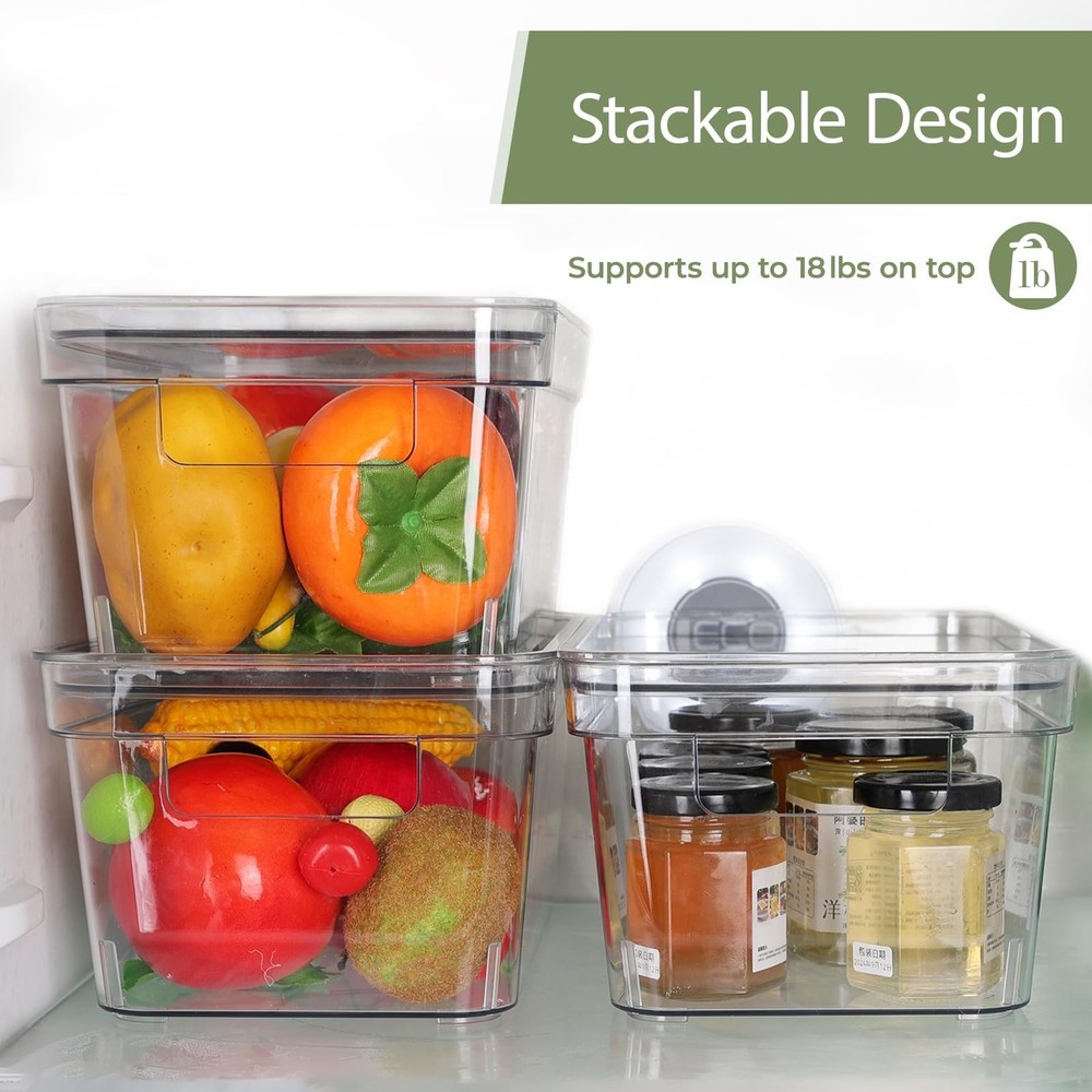 MOONEDGE Clear Plastic Storage Bins with Lids and Handles – Stackable Orga