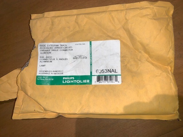 Philips Lightolier 6053NAL Basic Lytespan Track Variable Angle Connector NEW