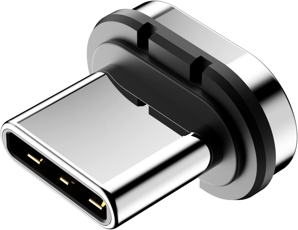 24pins Magnetic USB C Connector Tips Head (3 Only Tips-3Pack*Black-Silver