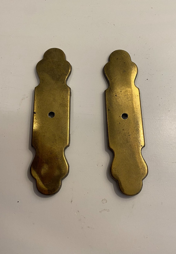 Vintage Amerock Continental Solid Brass Drawer Pull Backplates – Pair – B1052 B1